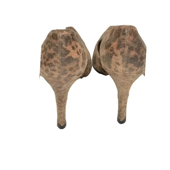 Stuart Weitzman Brown Camel Tan Pony Fur Leopard Cheetah Leather Heels Pumps 7.5 - Picture 7 of 11